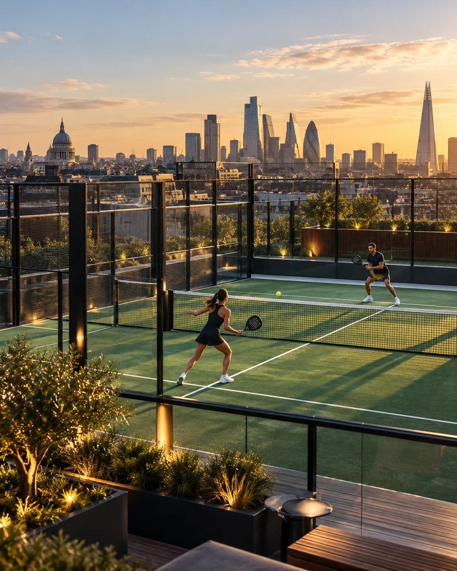 Illustrative concept: a rooftop sport and recreation court