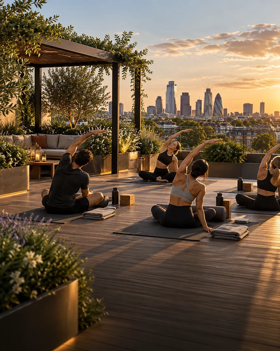 Illustrative concept: a rooftop fitness and wellbeing space